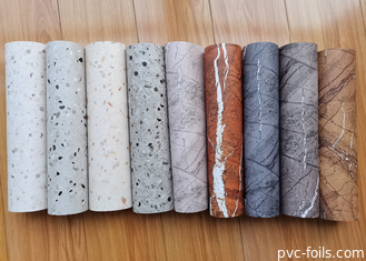 PVC-Dekorationsfilm mit glänzendem Marmordesign für die Vakuumpresse-Möbelbeschichtung