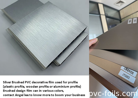 1240mm feuerfester dekorativer Film-metallisches silbernes PVCs gebürstet
