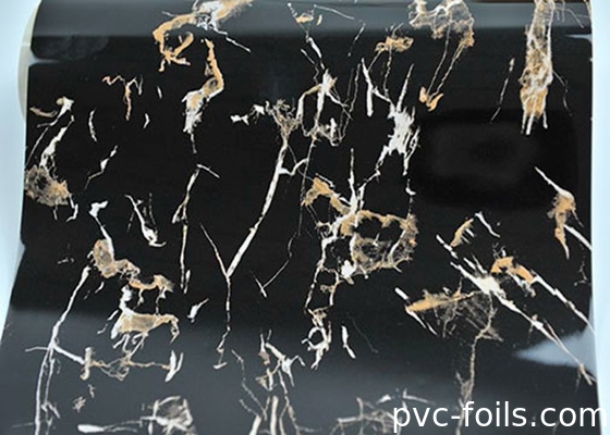 Hochglänzende PVC-Dekorationsfolien aus schwarzem Marmor für 2D-Lamination, wasserdicht