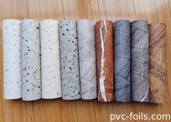 PVC-Dekorationsfilm mit glänzendem Marmordesign für die Vakuumpresse-Möbelbeschichtung