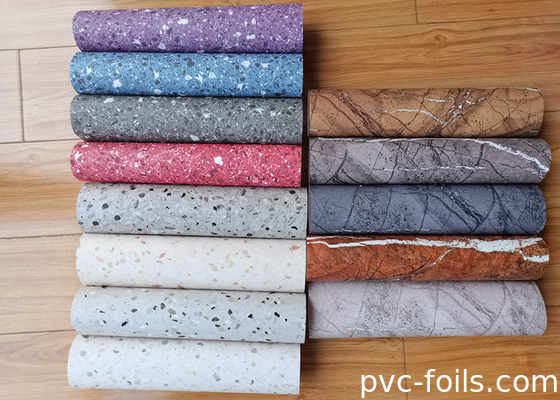 PVC-Dekorationsfilm mit glänzendem Marmordesign für die Vakuumpresse-Möbelbeschichtung
