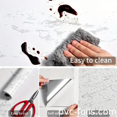 Ölfest Weißmarmor Selbstklebstoff PVC Dekorationsfilm Einfacher Aufkleber für Heimdekoration DIY
