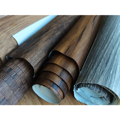 0.35mm Tiefe Emboss PVC Dekorationsfilm Dunkelholz PVC Membranfolie für Möbel Schranktüren